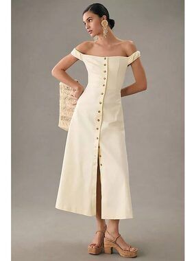 Favorite Daughter The Lovesick Off The Shoulder Maxi Dress Butter Yellow Sz 4